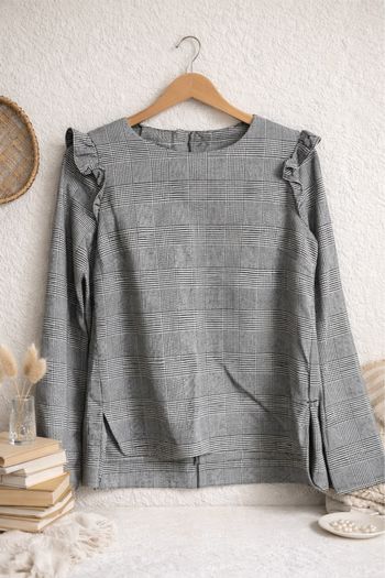 Blouse femme noire et grise T34 Mango