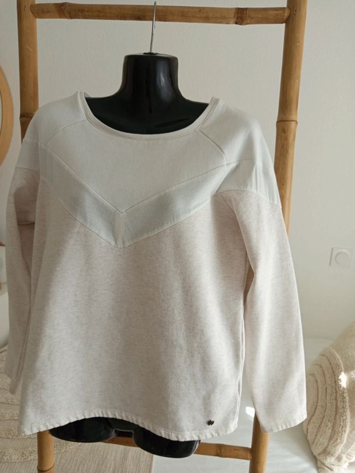 Sweat beige crème et blanc Bonobo taille M - photo numéro 4