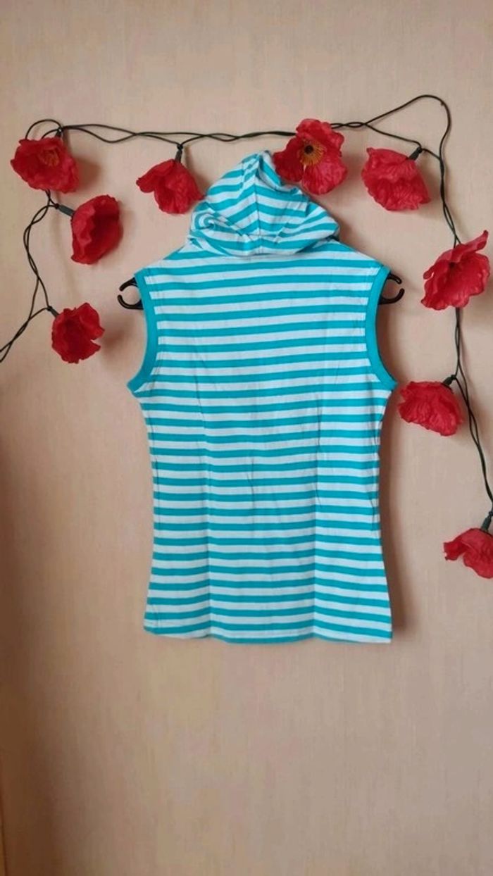 Débardeur à capuche rayé T. 158/164cm Here & There 💮 100% Coton - photo numéro 9