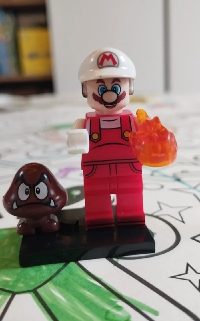 Personnage Lego neuf Mario Feu + goomba monde de Nintendo