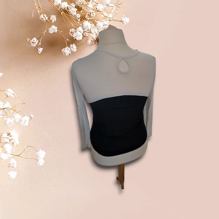 Top blanc femme avec dos en tulle – Taille S - photo numéro 3