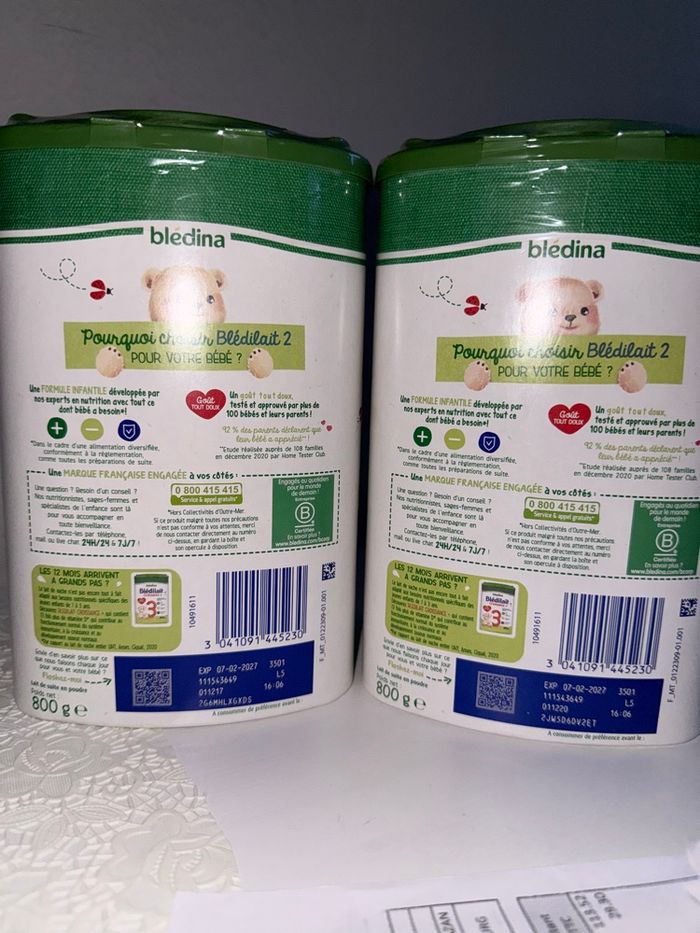 2 boîtes lait blédilait 2