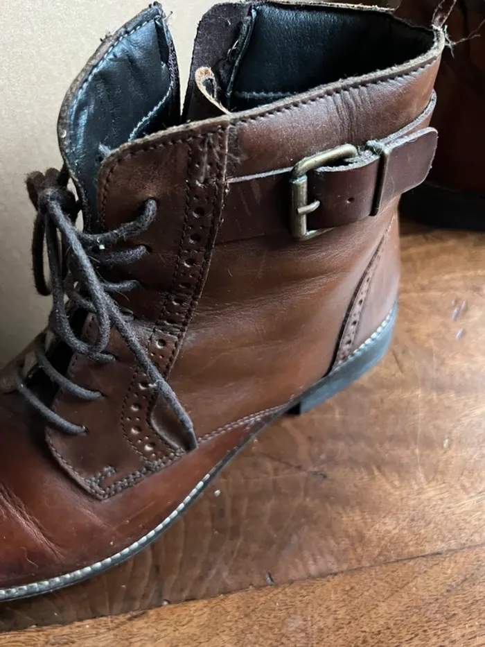 Bottine marron cuir foncé - photo numéro 6