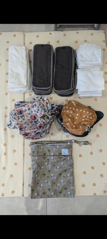 Lot 18 couches lavables TE2 Maman et Bébé Nature 