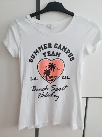 T-shirt Blanc Imprimé d'Été