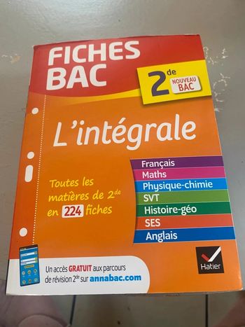 livre fiche de bac classe de seconde  ideal pour la rentrée comme neuf