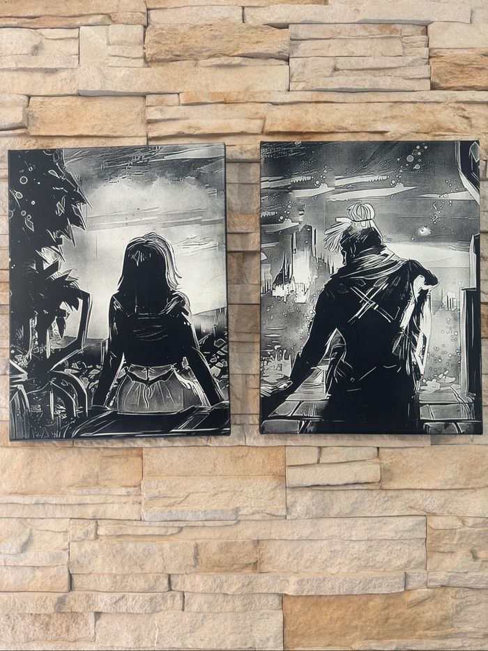 Lot de 2 tableaux Jinx et Ekko scène mythique Arcane en toile 30x40cm - photo numéro 3