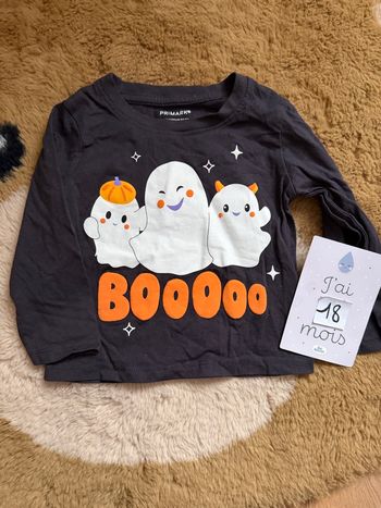 Tee shirt gris fantôme/halloween Primark t.18m