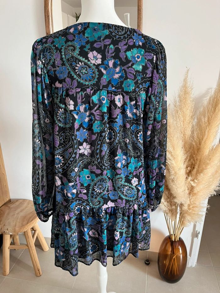 Robe fleurie noire et violette/bleue Promod - photo numéro 5