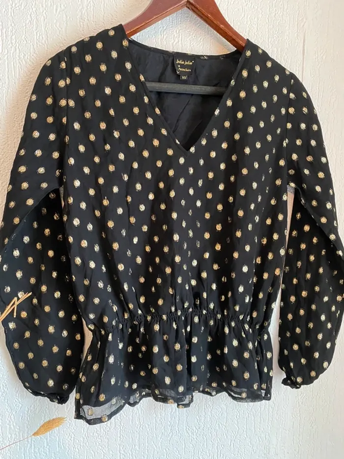 Blouse noire et dorée taille xs 34 Jolie Jolie petits soirs - photo numéro 3