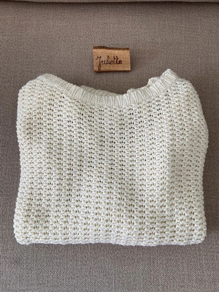 Pull beige/blanc avec nœud dans le dos Mango Taille M