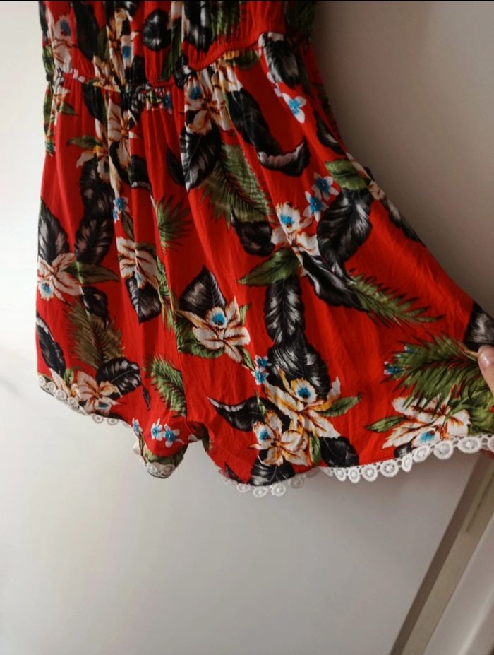 Combishort combinaison short poches légère manches courtes à fleur - photo numéro 5