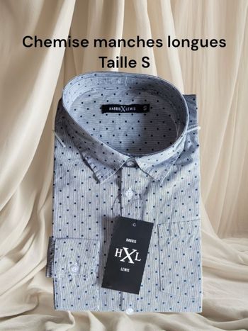Chemise à motifs manches longues taille S Neuve,  Marque Harris et Lewis  Grise bleue