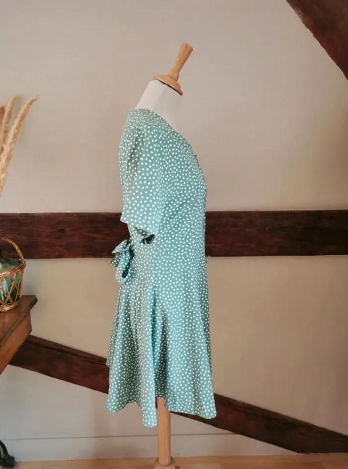 Robe à pois verte viscose - photo numéro 3