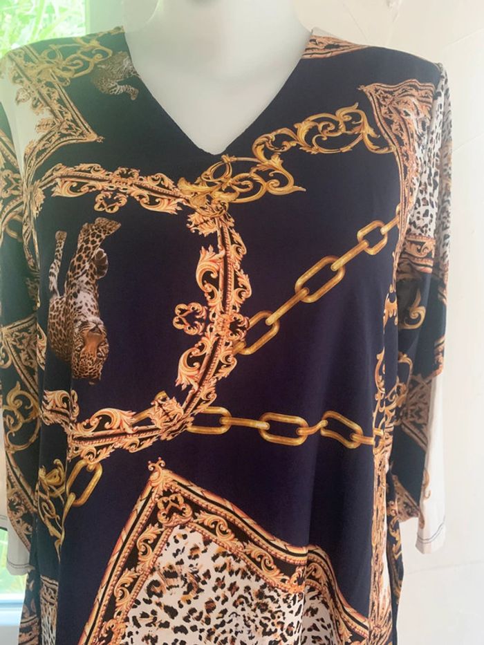 Robe droite à motif fluide manches 3/4 taille 38 - photo numéro 4