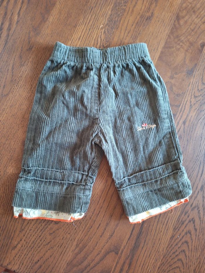 Pantalon velours Kaki Sucre d'orge 3 Mois