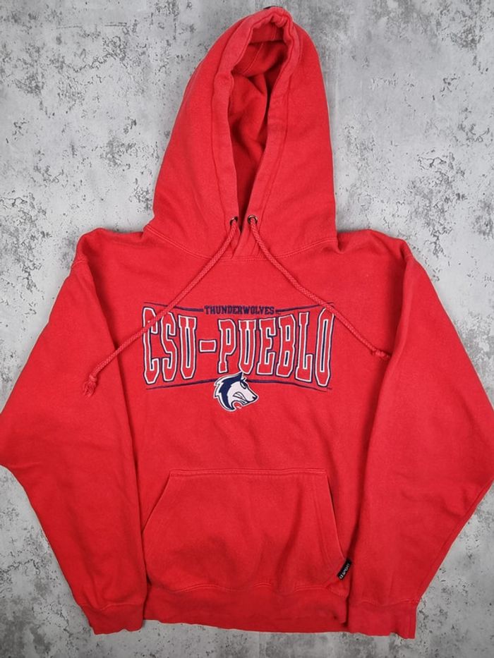 Pull à capuche universitaire CSU-Pueblo rouge – Taille L Homme (mesures en photos) - photo numéro 3