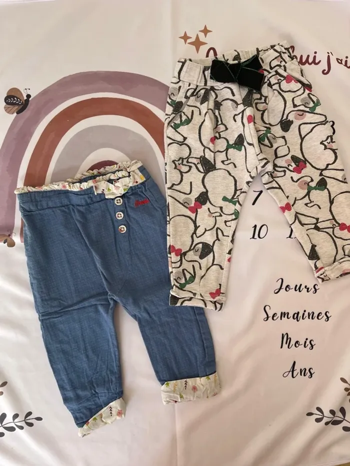 Lot de 2 pantalons bébé fille – Taille 18 mois / 80-81 cm 👖👶