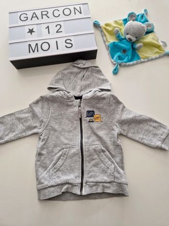 Gilet zippé gris 12m
