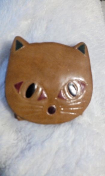 Porte monnaie jaune foncé tête de chat