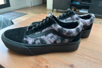 Baskets Vans Old Skool Platform – Motif léopard gris mauve – Taille 37