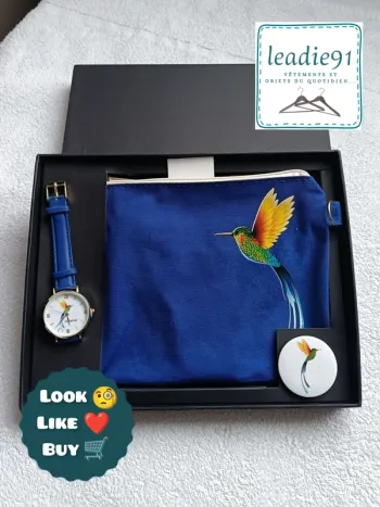 coffret montre pochette et broche pour femme NEUF