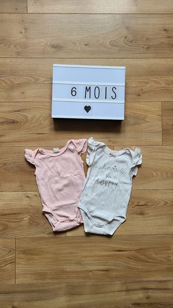 Lot de 2 bodies manches courtes 6 mois