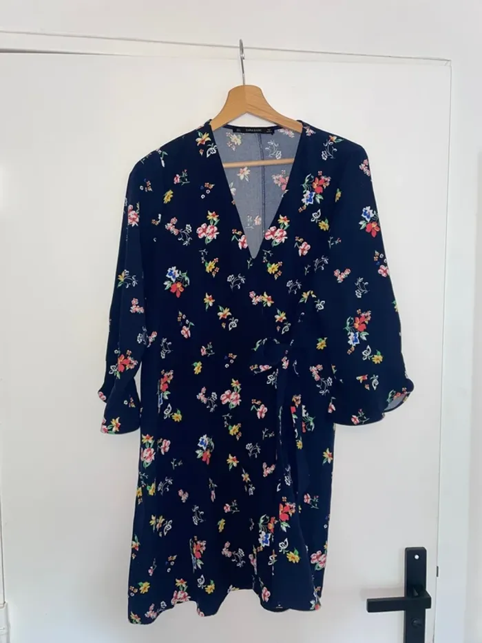 Robe marine effet cache coeur Zara L - photo numéro 2