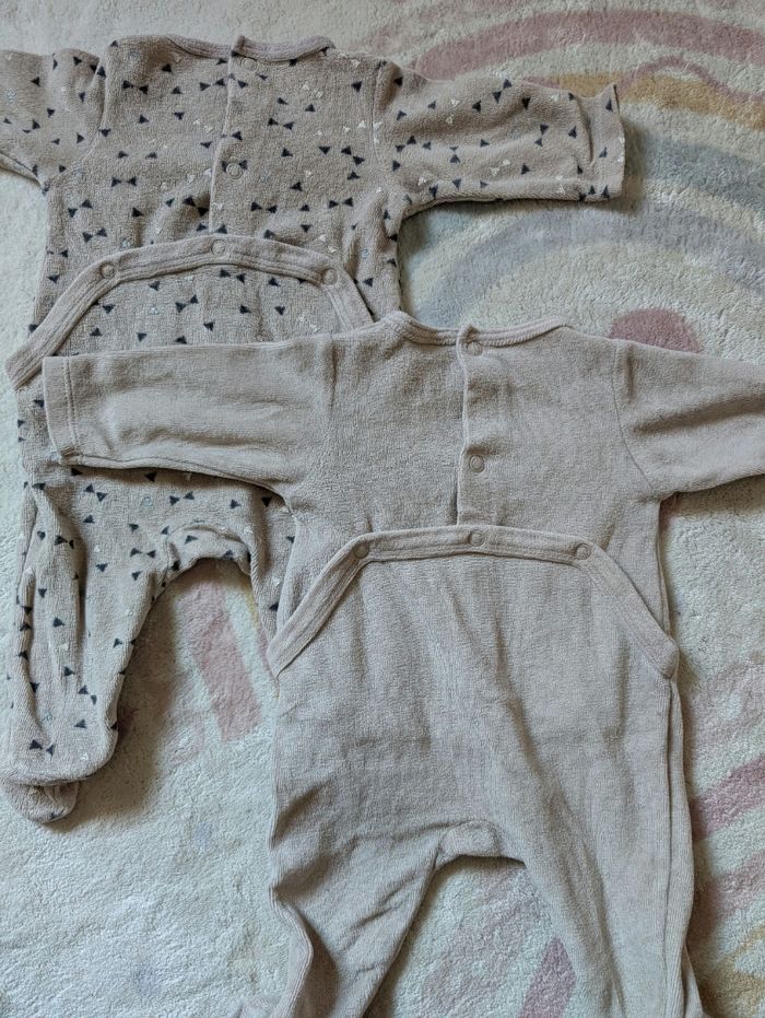 Lot 2 Pyjamas Velours Hiver Mixte - TEX Baby - 1 Mois (54 cm) - photo numéro 2
