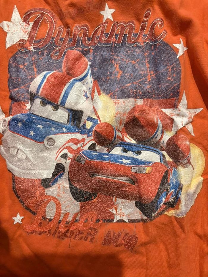 T-shirt cars orange motif craquelé 2/3 ans - photo numéro 2
