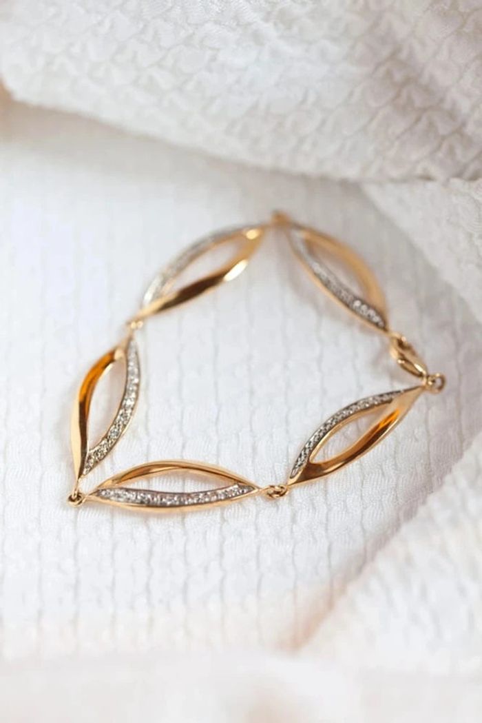 Bracelet losanges en plaqué or et zircons - photo numéro 2