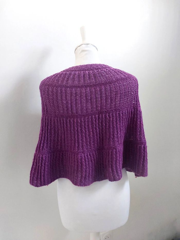 Cape en laine à nouer violet prune femme taille unique - photo numéro 3