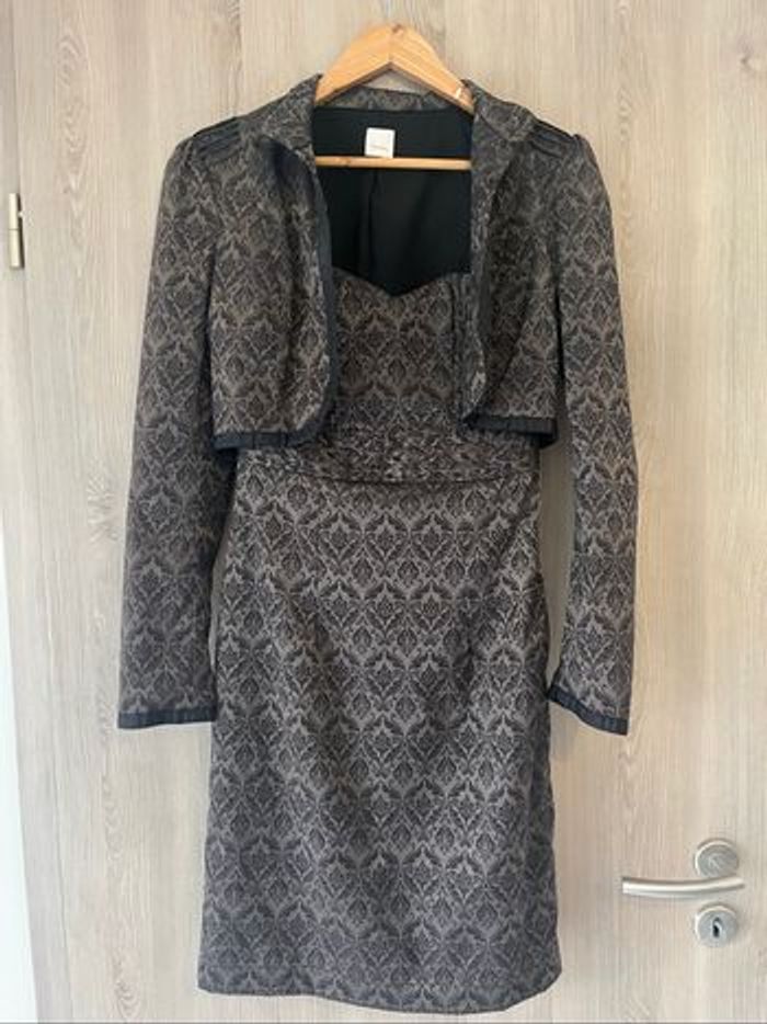 Ensemble robe fourreau + veste assortie – gris violet satiné – Taille 36 - photo numéro 3