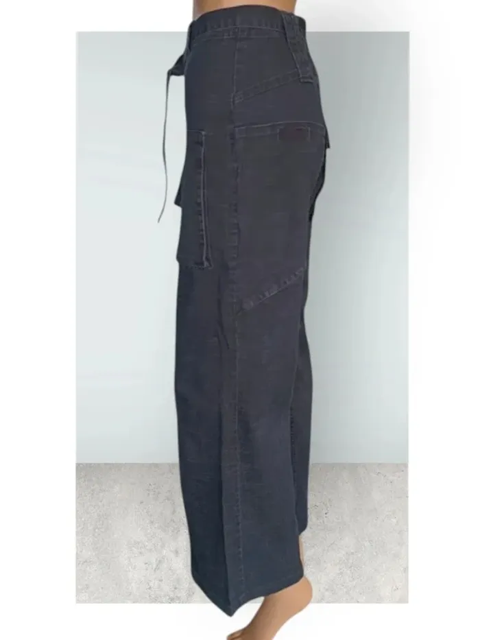Jean Cheyenne ,coupe droite large flare ,taille mi-haute , ceinture à nouer ,extensible - photo numéro 4