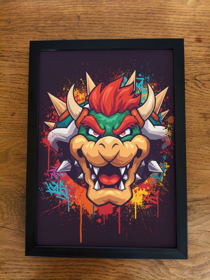 Affiche poster A4 (21×29,7 cm) Bowser Mario art mural street art coloré déco chambre gamer - photo numéro 3
