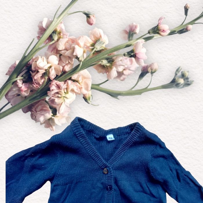 Gilet bleu marine bébé fille taille 6 mois - photo numéro 3