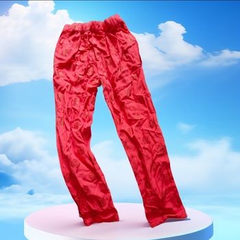 Superbe pantalon taille réglable  rose rosaces brillantes