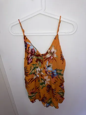 Combi short légère jaune à fleurs