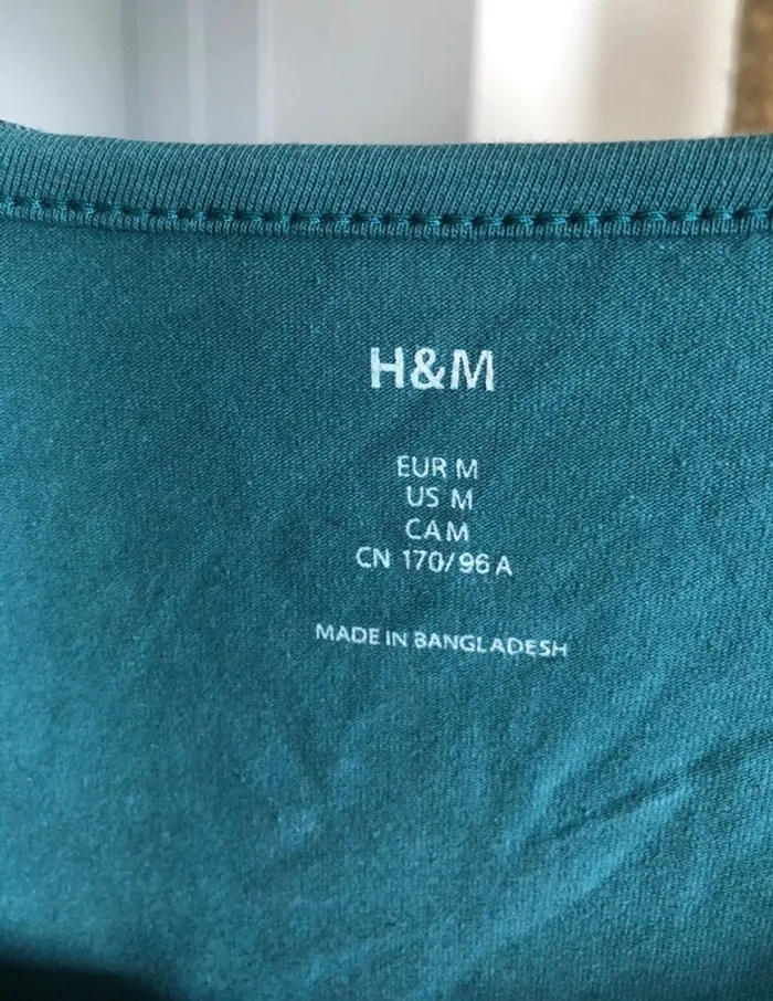 Robe turquoise à manches courtes H&M en coton taille 38 / M neuve avec étiquette. - photo numéro 16