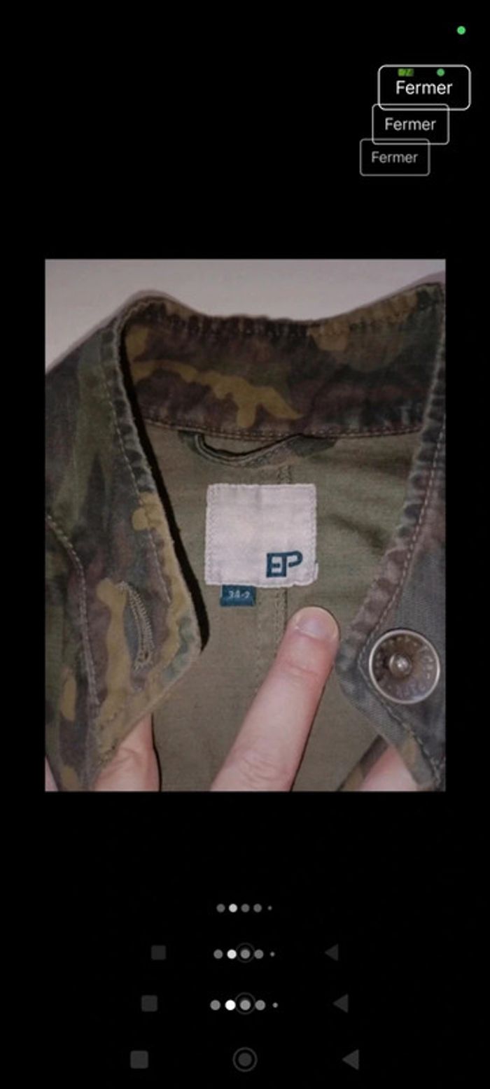 Veste en jeans femme Eden Park  treilli militaire taille 36 coupe ajustée et cintrée - photo numéro 2