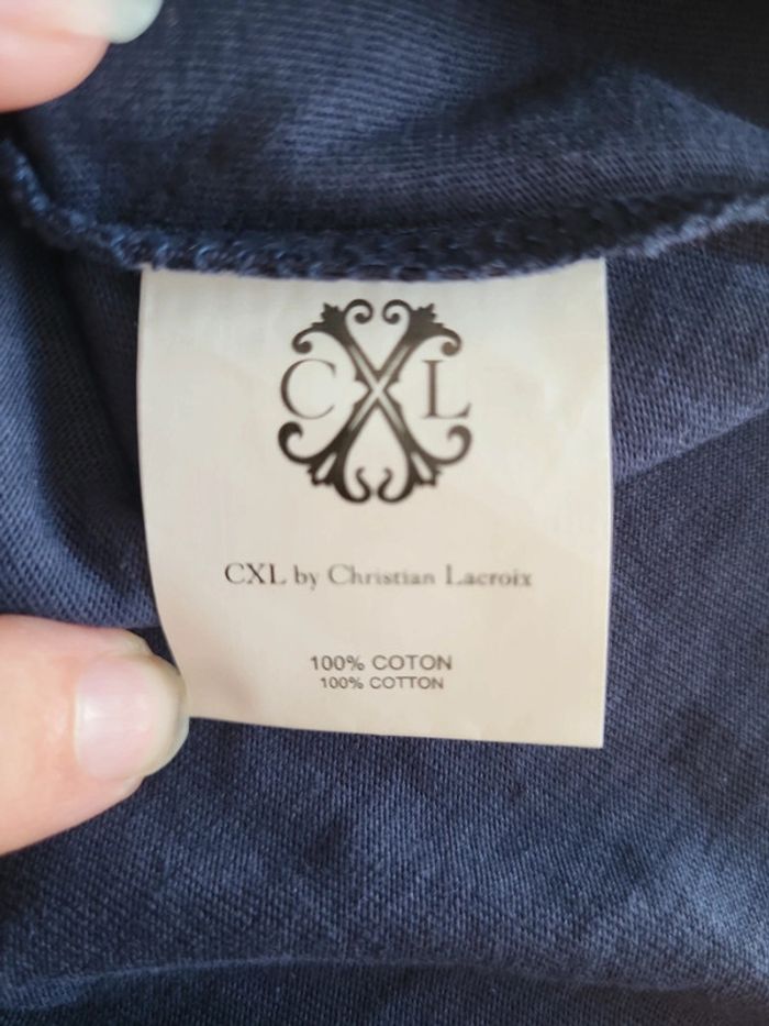 T shirt marine col V neuf taille S Christian Lacroix CXL - photo numéro 6