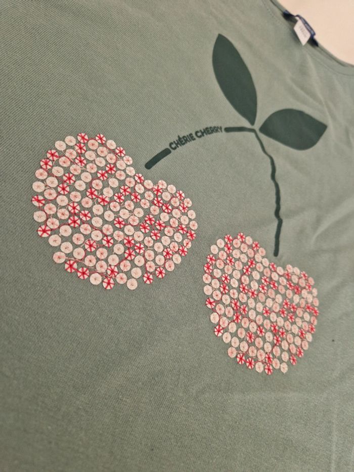T-shirt manches courtes 12 ans Okaïdi fille cerises 🍒 - photo numéro 2