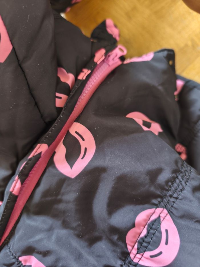 Manteau Z8 8 ans noir bisous rose capuche amovible - photo numéro 7
