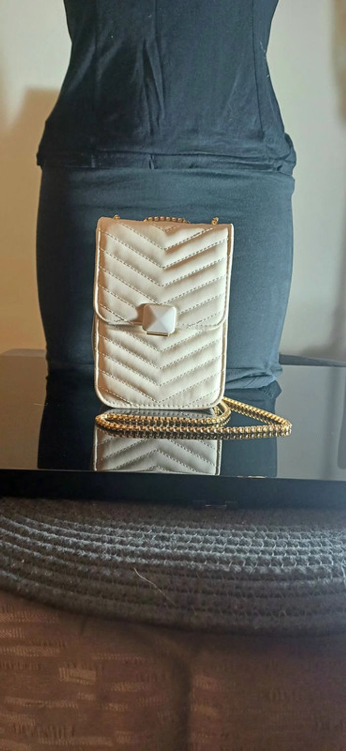 Sac à bandoulière matelassé blanc cassé - photo numéro 3