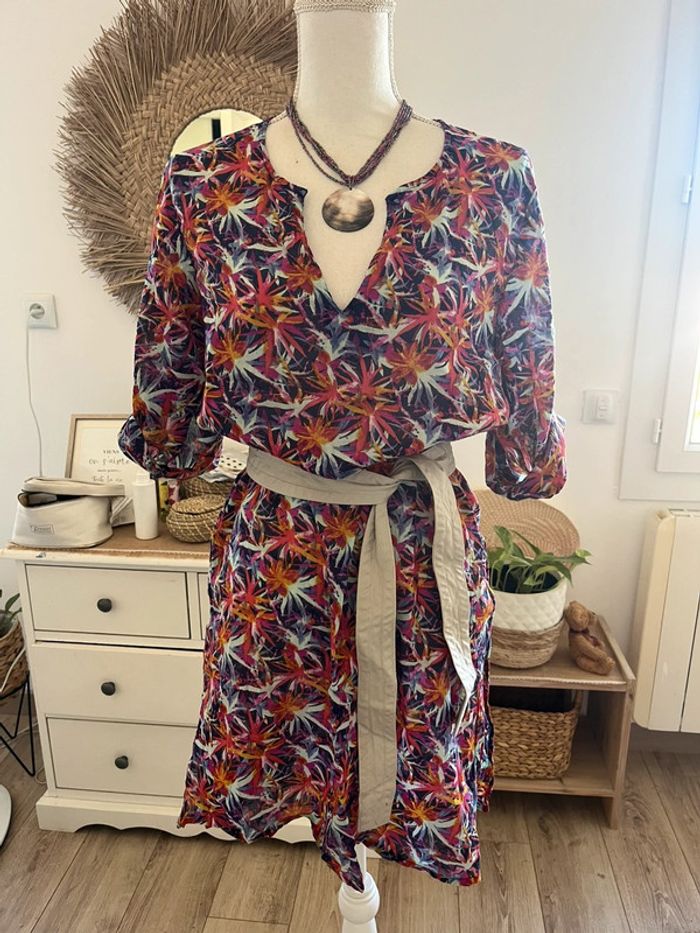 Robe de plage chic imprimée légère en coton taille 2 (38/40)