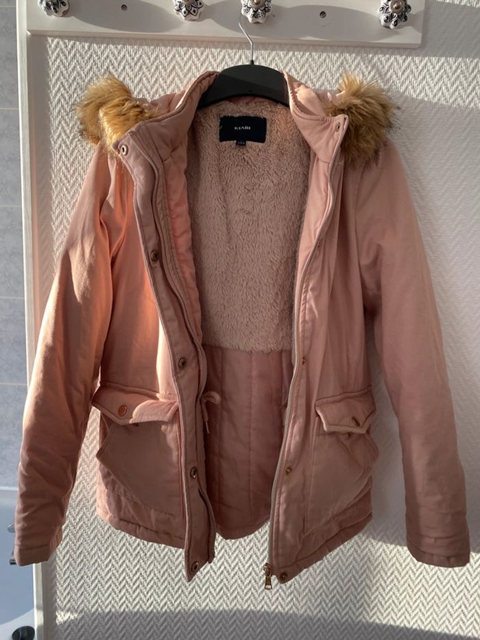 Manteau à capuche rose pâle Kiabi S