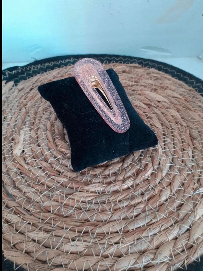Barrette cheveux rose transparente pailletée n°10 - photo numéro 2