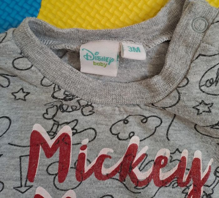 Ensemble t-shirt manches longues jogging Mickey gris, Disney baby, taille 3 mois (59 cm) - photo numéro 4