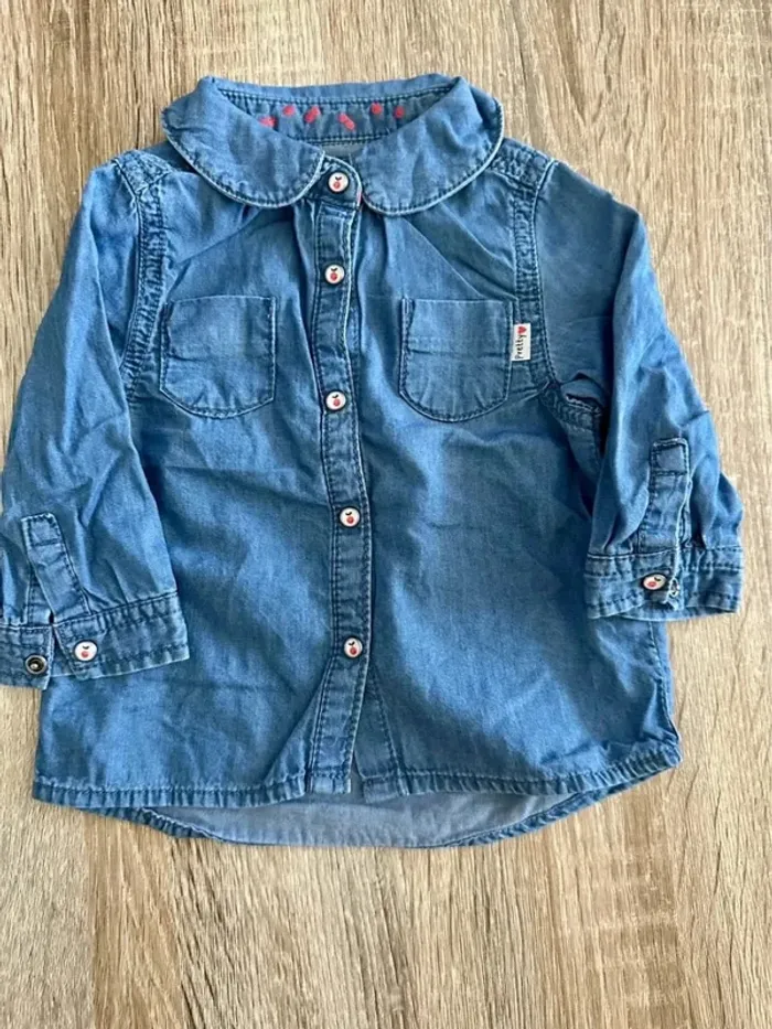 Chemise jean fille 6 mois - photo numéro 2