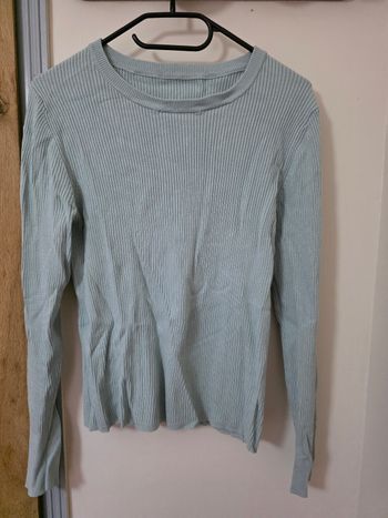 Pull col rond vert d'eau